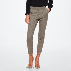 Mango Mid Rise Brown/Tan Houndstooth Pants
